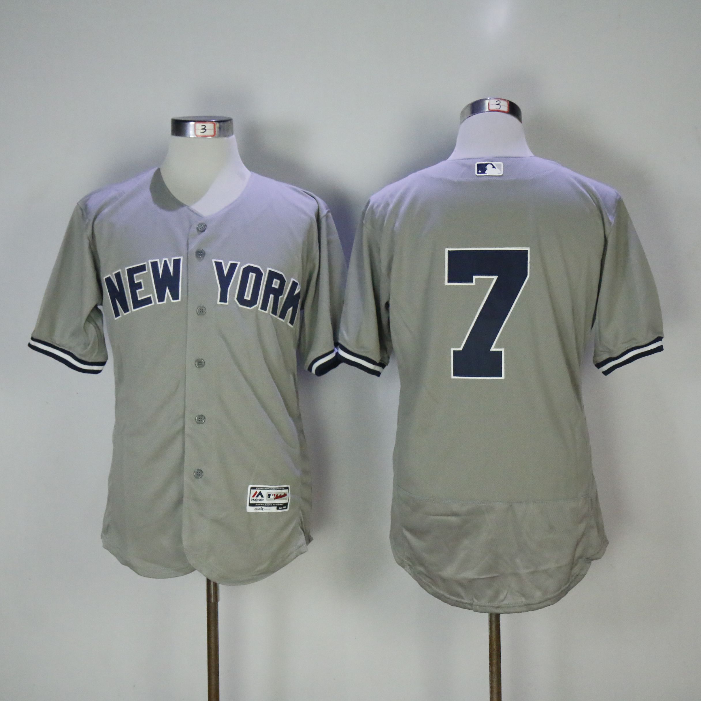Men New York Yankees #7 No name Grey MLB Jerseys->new york yankees->MLB Jersey